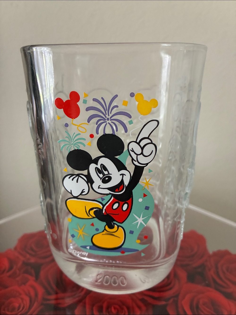 Disney Mickey Mouse 2000 Millennium Celebration Drinking Glass Like New